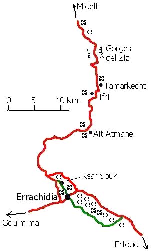 Mapa de la vall del Ziz al sud del Marroc.